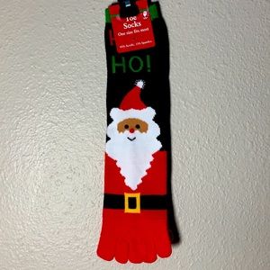 Santa clause separated toes Red White tall Christmas socks NWT stocking stuffer